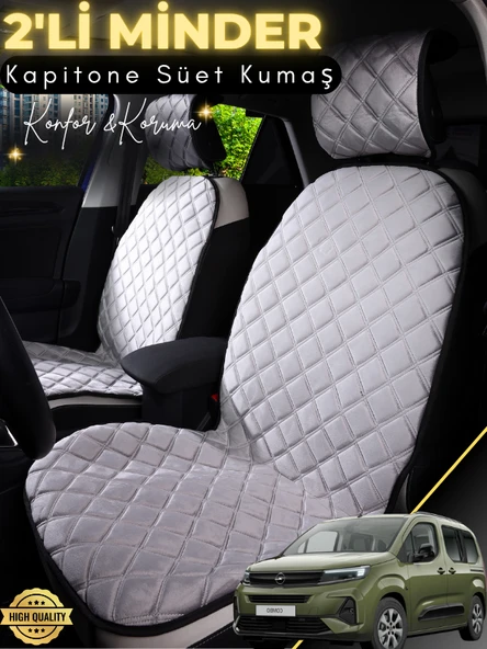 MİRCEM Opel Combo Uyumlu 2'li Süet Oto Koltuk Minderi | Terletmez | Universal | Oto Koltuk Kılıfı | A3 Gri ürün görseli 1