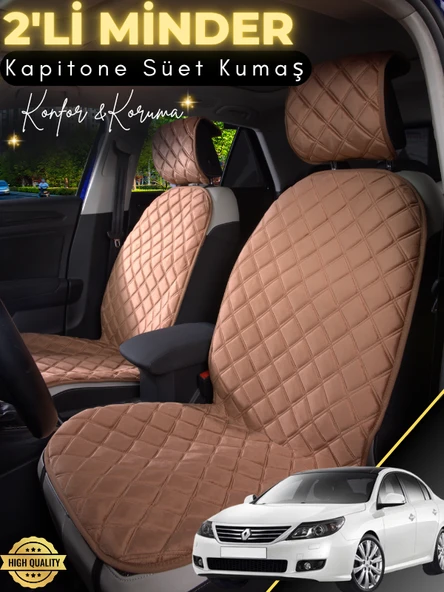 MİRCEM Renault Latitude Uyumlu 2'li Süet Oto Koltuk Minderi | Terletmez | Kolay Montaj | Oto Aksesuar | A1 Kahverengi ürün görseli 1
