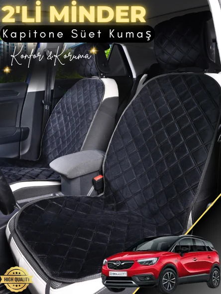 MİRCEM Opel Crossland Uyumlu 2'li Süet Oto Koltuk Minderi | Terletmez | Universal | Su Geçirmez | A2 Siyah ürün görseli 1