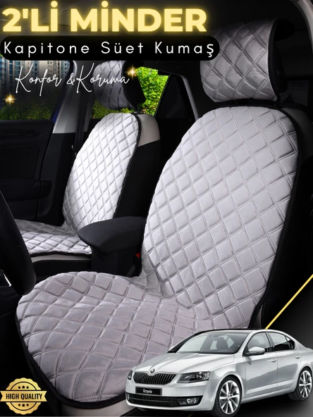 MİRCEM Skoda Octavia 3 Uyumlu 2'li Süet Oto Koltuk Minderi | Terletmez | Universal | Oto Aksesuar | A3 Gri ürün görseli 1