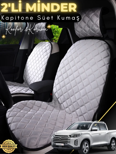 MİRCEM Ssangyong Musso Grand Uyumlu 2'li Süet Oto Koltuk Minderi | Terletmez | Universal | Oto Aksesuar |A3 Gri ürün görseli 1