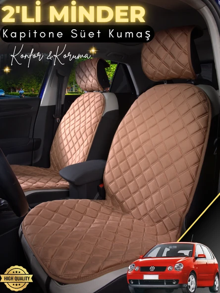 MİRCEM Volkswagen Polo Uyumlu 2'li Süet Oto Koltuk Minderi | Terletmez | Universal | Oto Aksesuar | A1 Kahverengi ürün görseli 1