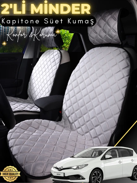 MİRCEM Toyota Auris Uyumlu 2'li Süet Oto Koltuk Minderi | Terletmez | Universal | Tam Koruma | A7 Gri ürün görseli 1