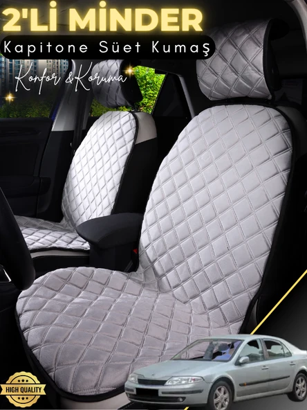 MİRCEM Renault Laguna 1 Uyumlu 2'li Süet Oto Koltuk Minderi | Terletmez | Universal | Tam Koruma | A3 Gri ürün görseli 1