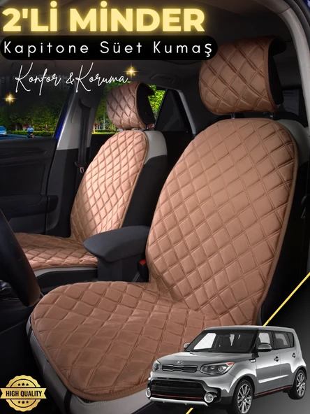 MİRCEM Kia Soul Uyumlu 2'li Süet Oto Koltuk Minderi | Universal | Hızlı Montaj | Su Geçirmez | A1 Kahverengi ürün görseli 1