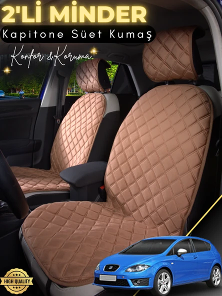 MİRCEM Seat Leon Uyumlu 2'li Süet Oto Koltuk Minderi | Terletmez | Kolay Montaj | Oto Aksesuar | A1 Kahverengi ürün görseli 1