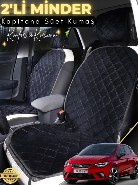 MİRCEM Seat İbiza Uyumlu 2'li Süet Oto Koltuk Minderi | Terletmez | Universal | Oto Aksesuar | A2 Siyah ürün görseli 1