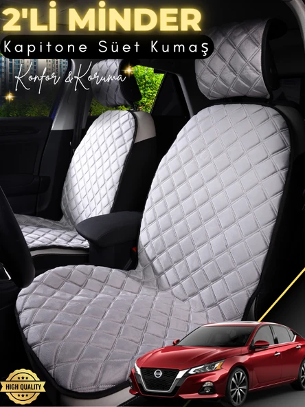 MİRCEM Nissan Altima Uyumlu 2'li Süet Oto Koltuk Minderi | Tam Koruma | Hızlı Montaj | Su Geçirmez | A11 Gri ürün görseli 1