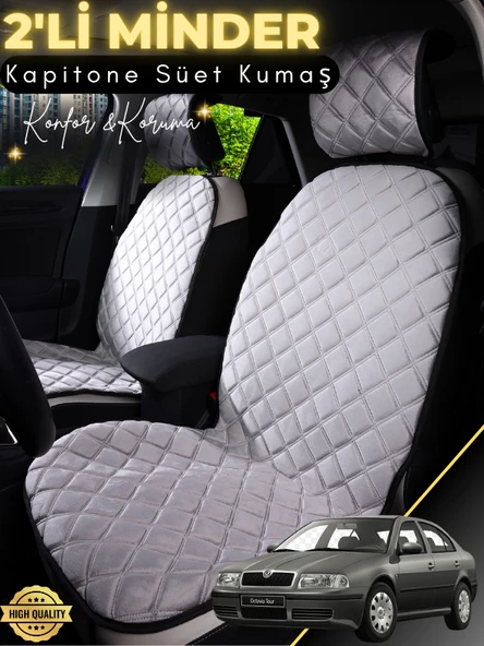 MİRCEM Skoda Octavia 2 Uyumlu 2'li Süet Oto Koltuk Minderi | Terletmez | Universal | Oto Aksesuar | A3 Gri ürün görseli 1