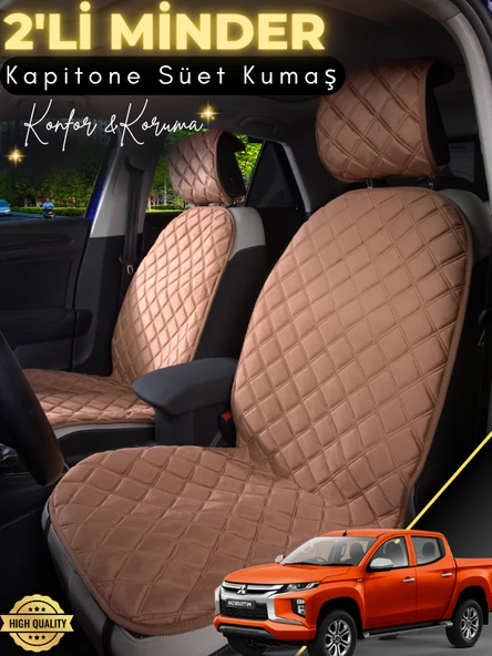 MİRCEM Mitsubishi L200 Uyumlu 2'li Süet Oto Koltuk Minderi | Terletmez | Universal | Su Geçirmez | A9 Kahverengi ürün görseli 1