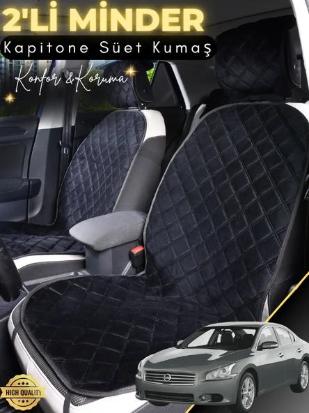 MİRCEM Nissan Maxima Uyumlu 2'li Süet Oto Koltuk Minderi | Terletmez | Universal | Oto Aksesuar | A2 Siyah ürün görseli 1