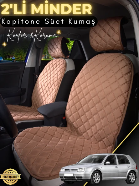 MİRCEM Volkswagen Golf 4 Uyumlu 2'li Süet Oto Koltuk Minderi | Terletmez | Kolay Montaj | Oto Aksesuar | A1 Kahverengi ürün görseli 1
