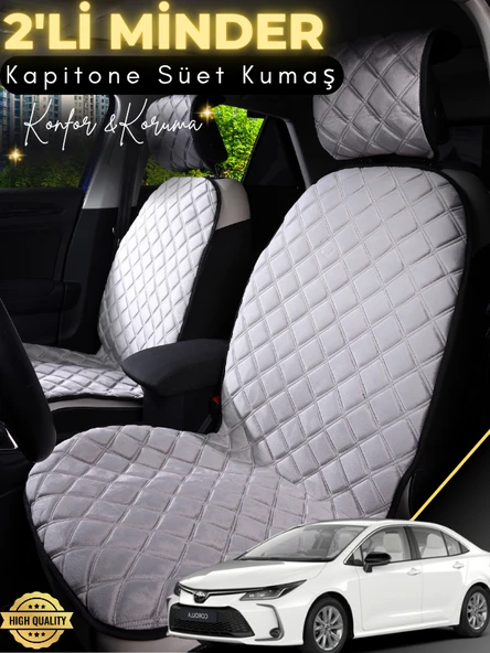 MİRCEM Toyota Corolla Uyumlu 2'li Süet Oto Koltuk Minderi | Terletmez | Universal | Oto Aksesuar | A11 Gri ürün görseli 1