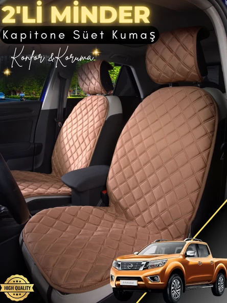 MİRCEM Nissan Navara Uyumlu 2'li Süet Oto Koltuk Minderi | Tam Koruma | Hızlı Montaj | Su Geçirmez | A9 Kahverengi ürün görseli 1