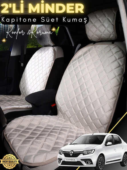 MİRCEM Renault Symbol Uyumlu 2'li Süet Oto Koltuk Minderi | Terletmez | Universal | Oto Aksesuar | A8 Bej ürün görseli 1