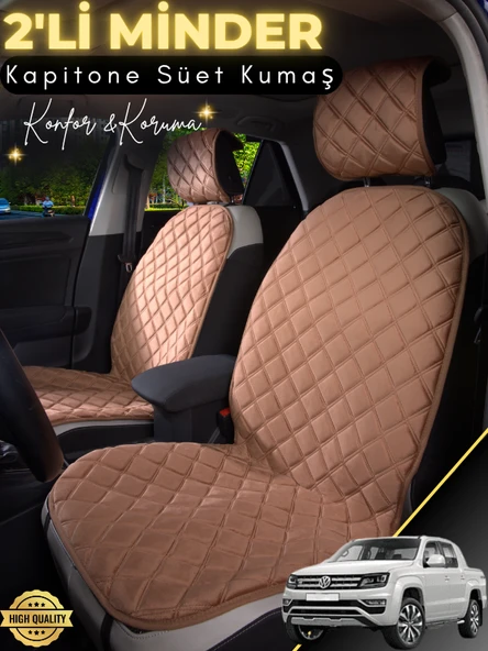 MİRCEM Volkswagen Amarok Uyumlu 2'li Süet Oto Koltuk Minderi | Terletmez | Kolay Montaj | Oto Aksesuar | A5 Kahverengi ürün görseli 1