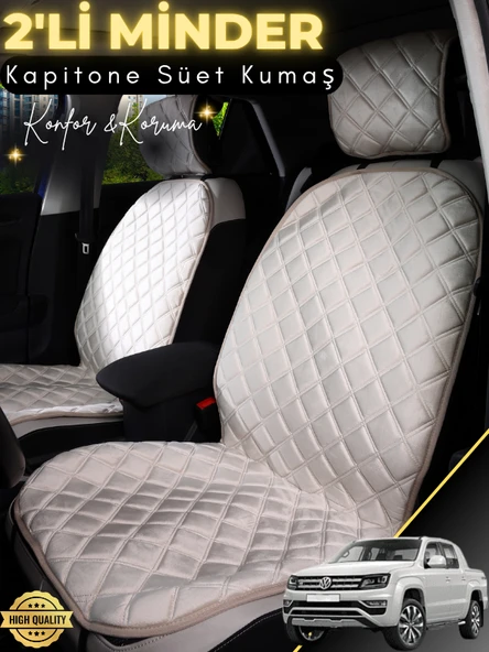 MİRCEM Volkswagen Amarok Uyumlu 2'li Süet Oto Koltuk Minderi | Terletmez | Kolay Montaj | Oto Aksesuar | A8 Bej ürün görseli 1