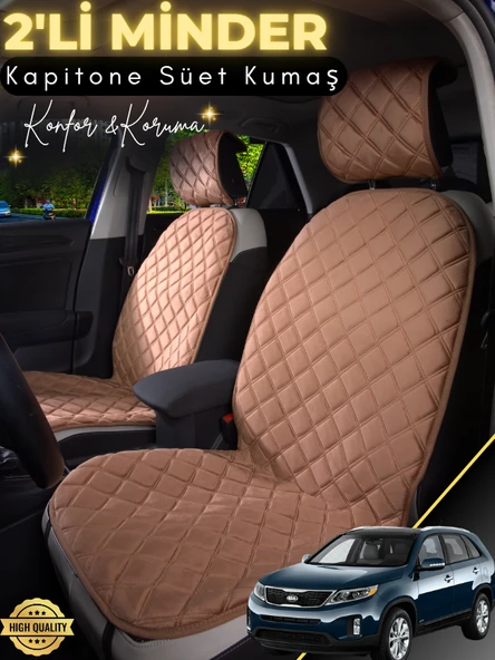 MİRCEM Kia Sorento Uyumlu 2'li Süet Oto Koltuk Minderi | Terletmez | Universal | Oto Koltuk Kılıfı | A1 Kahverengi ürün görseli 1