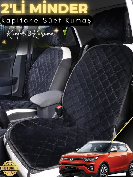 MİRCEM Ssangyong Tivoli Uyumlu 2'li Süet Oto Koltuk Minderi | Terletmez | Kolay Montaj | Oto Aksesuar | A2 Siyah ürün görseli 1