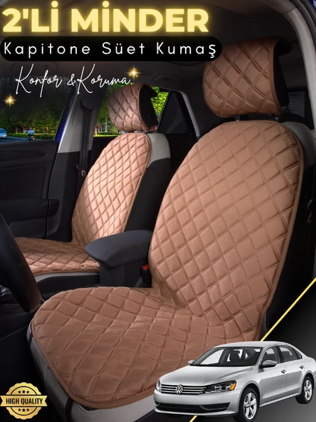 MİRCEM Volkswagen Passat B7 Uyumlu 2'li Süet Oto Koltuk Minderi | Terletmez | Universal | Su Geçirmez | A1 Kahverengi ürün görseli 1