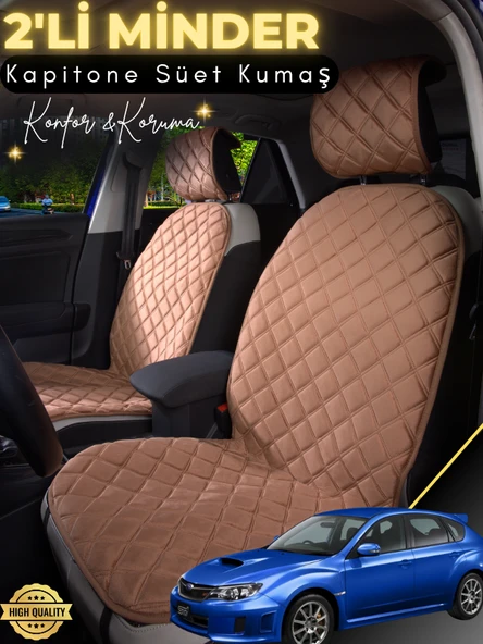 MİRCEM Subaru İmprezza Uyumlu 2'li Süet Oto Koltuk Minderi | Terletmez | Universal | Su Geçirmez | A1 Kahverengi ürün görseli 1