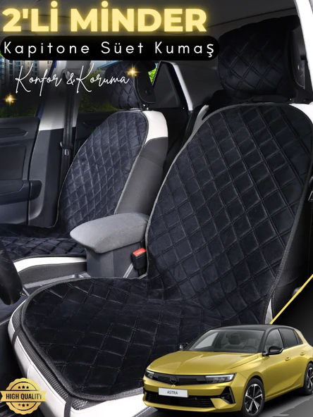 MİRCEM Opel Astra L Uyumlu 2'li Süet Oto Koltuk Minderi | Tam Koruma | Hızlı Montaj | Su Geçirmez | A2 Siyah ürün görseli 1