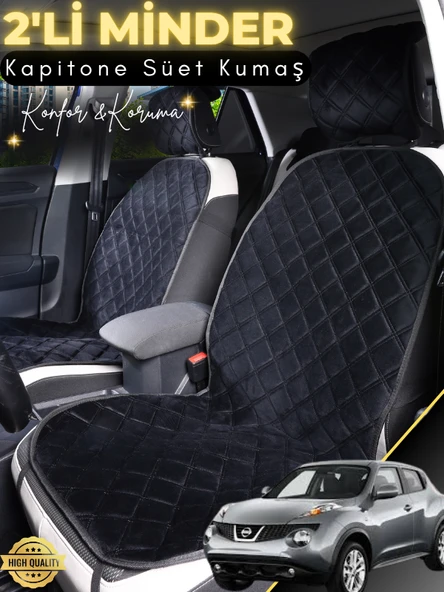 MİRCEM Nissan Juke Uyumlu 2'li Süet Oto Koltuk Minderi | Terletmez | Kolay Montaj | Oto Koltuk Kılıfı | A2 Siyah ürün görseli 1