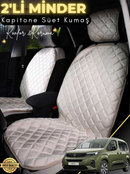MİRCEM Opel Combo Uyumlu 2'li Süet Oto Koltuk Minderi | Terletmez | Universal | Oto Koltuk Kılıfı | A4 Bej ürün görseli 1