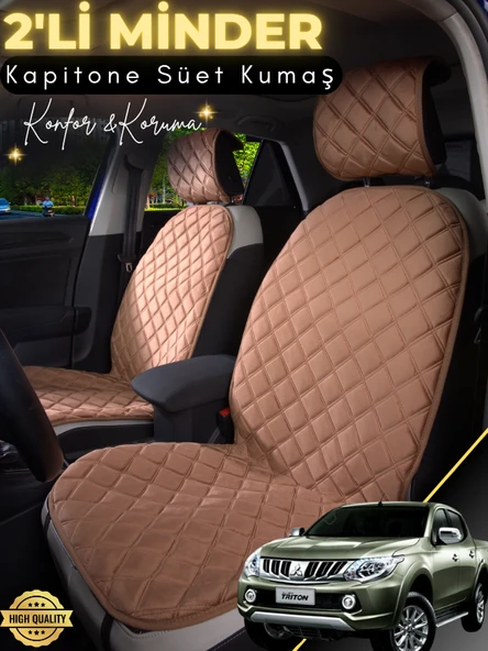 MİRCEM Mitsubishi L200 Uyumlu 2'li Süet Oto Koltuk Minderi | Terletmez | Universal | Su Geçirmez | A5 Kahverengi ürün görseli 1