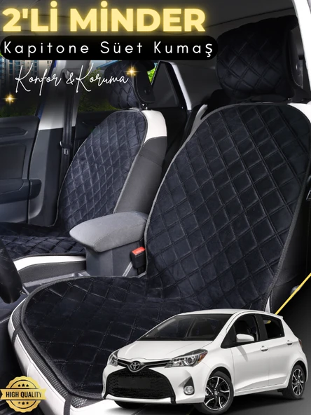 MİRCEM Toyota Yaris Uyumlu 2'li Süet Oto Koltuk Minderi | Terletmez | Universal | Oto Aksesuar | A2 Siyah ürün görseli 1