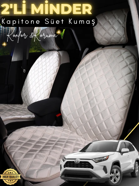 MİRCEM Toyota Rav 4 Uyumlu 2'li Süet Oto Koltuk Minderi | Terletmez | Universal | Oto Aksesuar | A12 Bej ürün görseli 1
