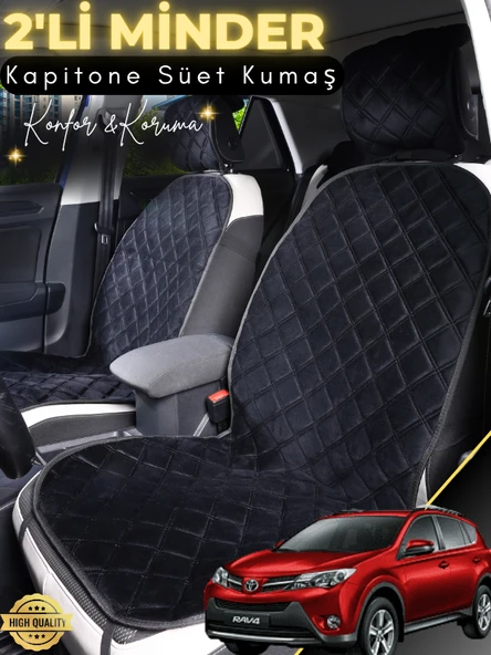MİRCEM Toyota Rav 4 Uyumlu 2'li Süet Oto Koltuk Minderi | Terletmez | Universal | Oto Aksesuar | A6 Siyah ürün görseli 1