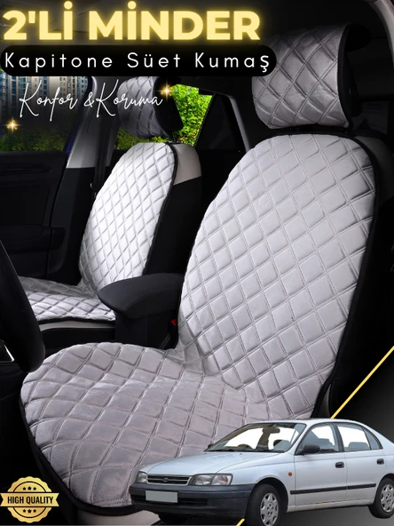 MİRCEM Toyota Carina Uyumlu 2'li Süet Oto Koltuk Minderi | Terletmez | Universal | Tam Koruma | A3 Gri ürün görseli 1