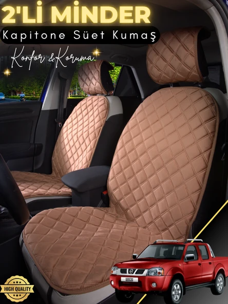 MİRCEM Nissan Skystar Uyumlu 2'li Süet Oto Koltuk Minderi | Terletmez | Kolay Montaj | Oto Aksesuar | A1 Kahverengi ürün görseli 1