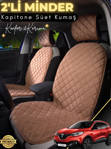 MİRCEM Renault Kadjar Uyumlu 2'li Süet Oto Koltuk Minderi | Terletmez | Kolay Montaj | Oto Aksesuar | A1 Kahverengi ürün görseli 1
