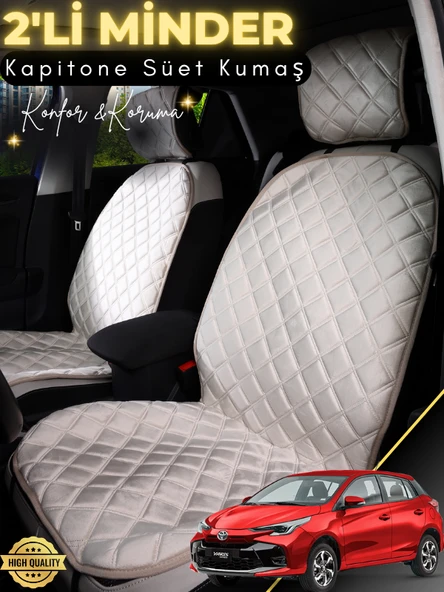 MİRCEM Toyota Yaris Uyumlu 2'li Süet Oto Koltuk Minderi | Terletmez | Universal | Oto Aksesuar | A8 Bej ürün görseli 1