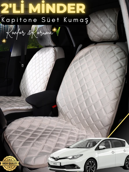 MİRCEM Toyota Auris Uyumlu 2'li Süet Oto Koltuk Minderi | Terletmez | Universal | Tam Koruma | A8 Bej ürün görseli 1