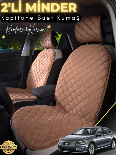 MİRCEM Volkswagen Passat B8 Uyumlu 2'li Süet Oto Koltuk Minderi | Terletmez | Universal | Su Geçirmez | A1 Kahverengi ürün görseli 1