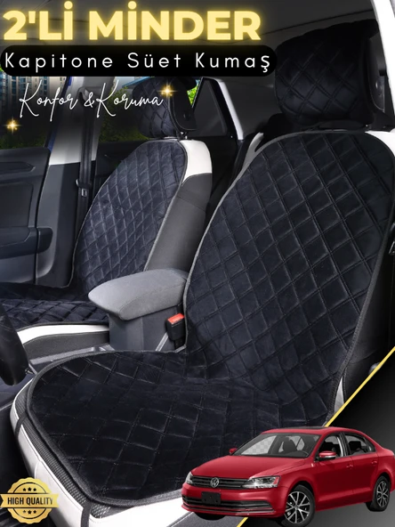 MİRCEM Volkswagen Jetta Uyumlu 2'li Süet Oto Koltuk Minderi | Terletmez | Universal | Oto Aksesuar | A6 Siyah ürün görseli 1