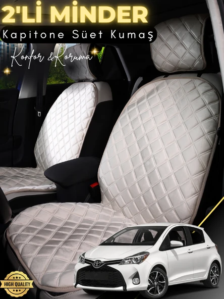 MİRCEM Toyota Yaris Uyumlu 2'li Süet Oto Koltuk Minderi | Terletmez | Universal | Oto Aksesuar | A4 Bej ürün görseli 1