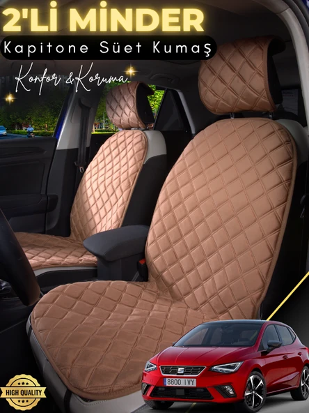 MİRCEM Seat İbiza Uyumlu 2'li Süet Oto Koltuk Minderi | Terletmez | Universal | Oto Aksesuar | A1 Kahverengi ürün görseli 1