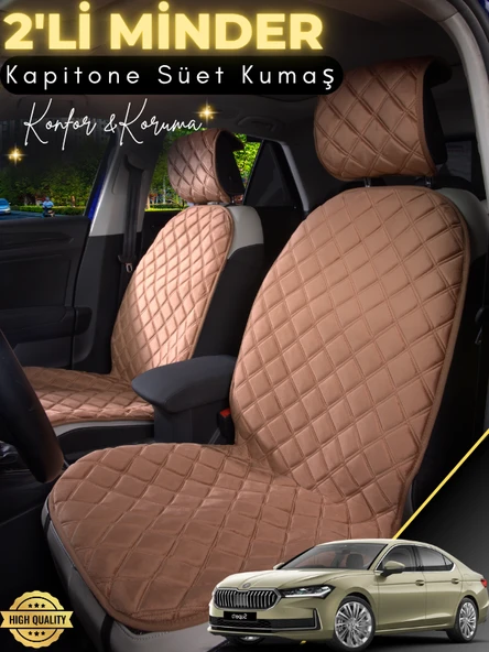 MİRCEM Skoda Super B B9 Uyumlu 2'li Süet Oto Koltuk Minderi | Terletmez | Kolay Montaj | Oto Aksesuar | A1 Kahverengi ürün görseli 1