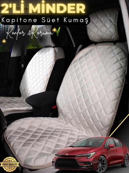MİRCEM Toyota Corolla SE Sedan Uyumlu 2'li Süet Oto Koltuk Minderi | Universal | Oto Aksesuar | A4 Bej ürün görseli 1