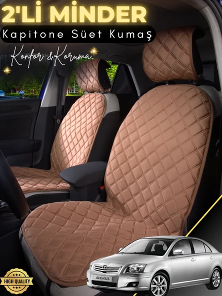 MİRCEM Toyota Avensis Uyumlu 2'li Süet Oto Koltuk Minderi | Terletmez | Universal | Tam Koruma | A1 Kahverengi ürün görseli 1