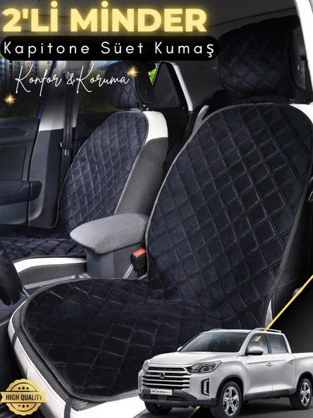 MİRCEM Ssangyong Musso Grand Uyumlu 2'li Süet Oto Koltuk Minderi | Terletmez | Universal | Oto Aksesuar |A2 Siyah ürün görseli 1