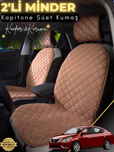 MİRCEM Nissan Almera Uyumlu 2'li Süet Oto Koltuk Minderi | Terletmez | Universal | Tam Koruma | A1 Kahverengi ürün görseli 1