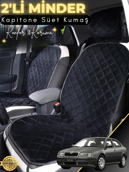 MİRCEM Skoda Octavia 2 Uyumlu 2'li Süet Oto Koltuk Minderi | Terletmez | Universal | Oto Aksesuar | A2 Siyah ürün görseli 1