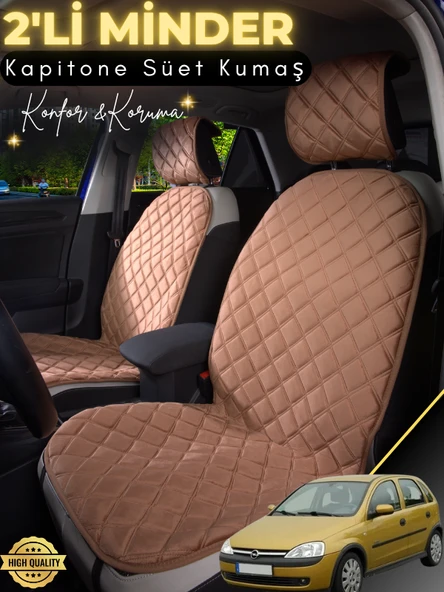 MİRCEM Opel Corsa C Uyumlu 2'li Süet Oto Koltuk Minderi | Terletmez | Universal | Tam Koruma | A1 Kahverengi ürün görseli 1
