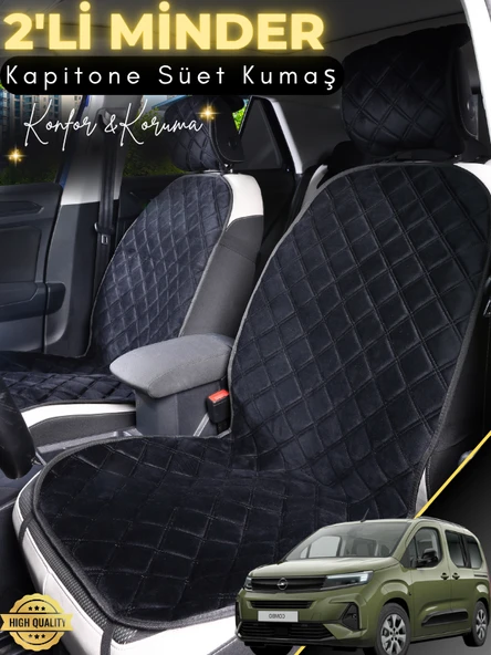 MİRCEM Opel Combo Uyumlu 2'li Süet Oto Koltuk Minderi | Terletmez | Universal | Oto Koltuk Kılıfı | A2 Siyah ürün görseli 1
