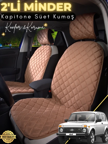 MİRCEM Lada Niva Uyumlu 2'li Süet Oto Koltuk Minderi | Terletmez | Kolay Montaj | Oto Aksesuar | A1 Kahverengi ürün görseli 1